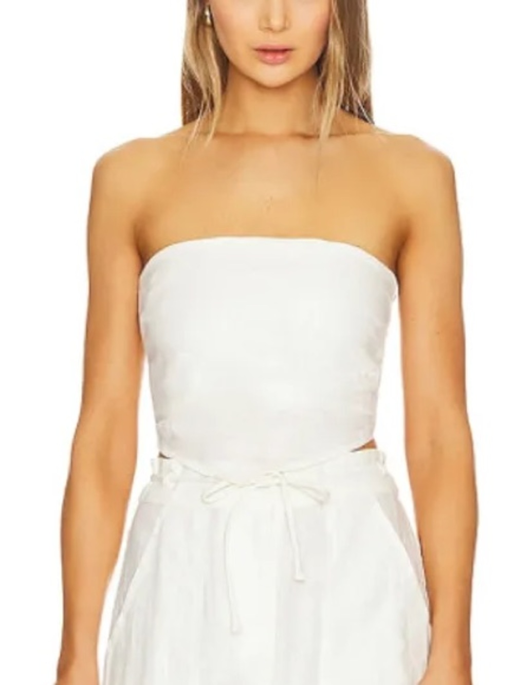 Faithfull the Brand Eggshell White La Loza Strapless Tube Crop Top